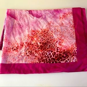 PINTO ITALY Pink Orange Animal Leopard Abstract Print Scarf  Wrap 61x45”.